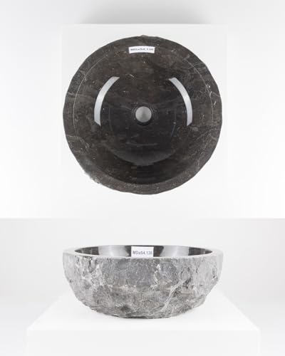 wohnfreuden 40 cm Marmor Waschbecken in grau Unikat Auswahl