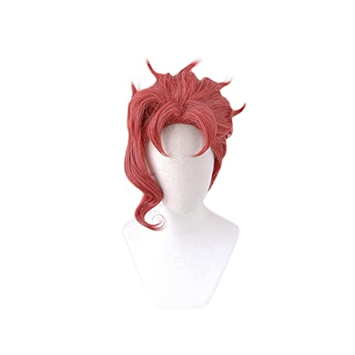 Kakyoin Noriaki von Jojo 14" Red Curly Short Syntheitc Hair Peluca Anime Kostüm Cosplay Perücke JoJo's Bizarre Adventure + Wig Cap