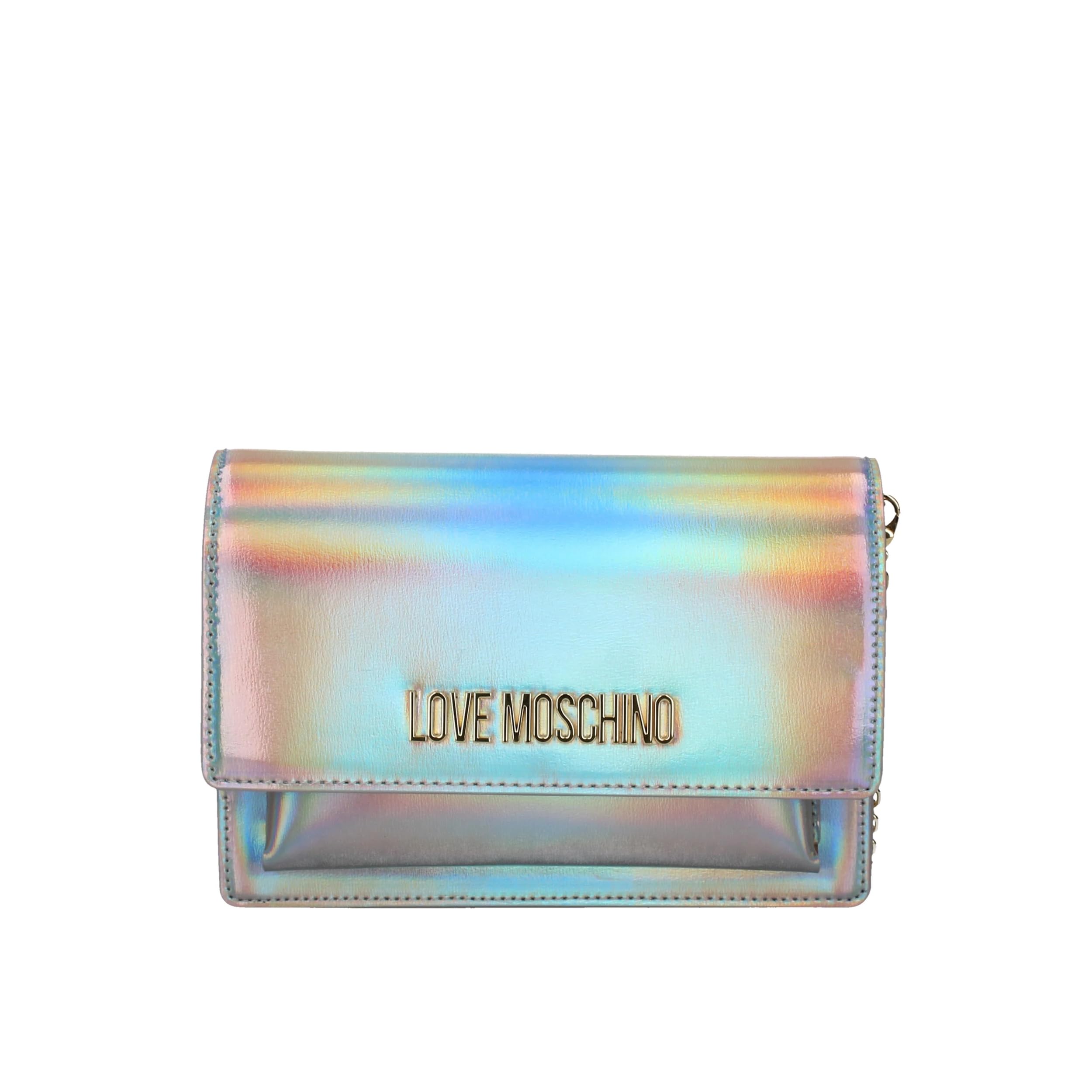 Borsa donna Love Moschino tracolla in ecopelle argento iridescente B24MO46 JC4095 Piccola