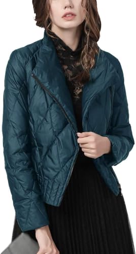 Damen-Daunenjacke, warme und leichte Daunen für Damen, Kurze und dünne Winter-Daunenjacke für Damen, Neuer langärmliger, schmaler Damenmantel, 80% Daunenanteil, Blau -XXL