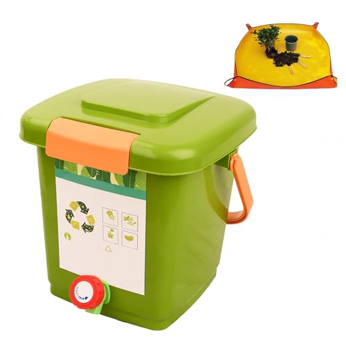 Komposteimer mit Wasserhahn, zum Sammeln von Kompost, flüssigen Lebensmittelabfällen für die Küche, bequemes Recycling von Lebensmittelabfällen, Küchenkomposteimer, Arbeitsplatte, Stil 1 (8 l), 1 Set