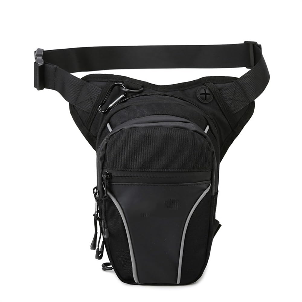 Beintasche Herren Motorradtasche, regendicht, reflektierend, Kopfhörerloch, Oberschenkelgürtel, Reisetasche Motorrad Beintasche(Color:Noir)