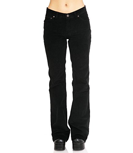 Schwarze Damen Cordhose mit Bootcut Schlag 30/34