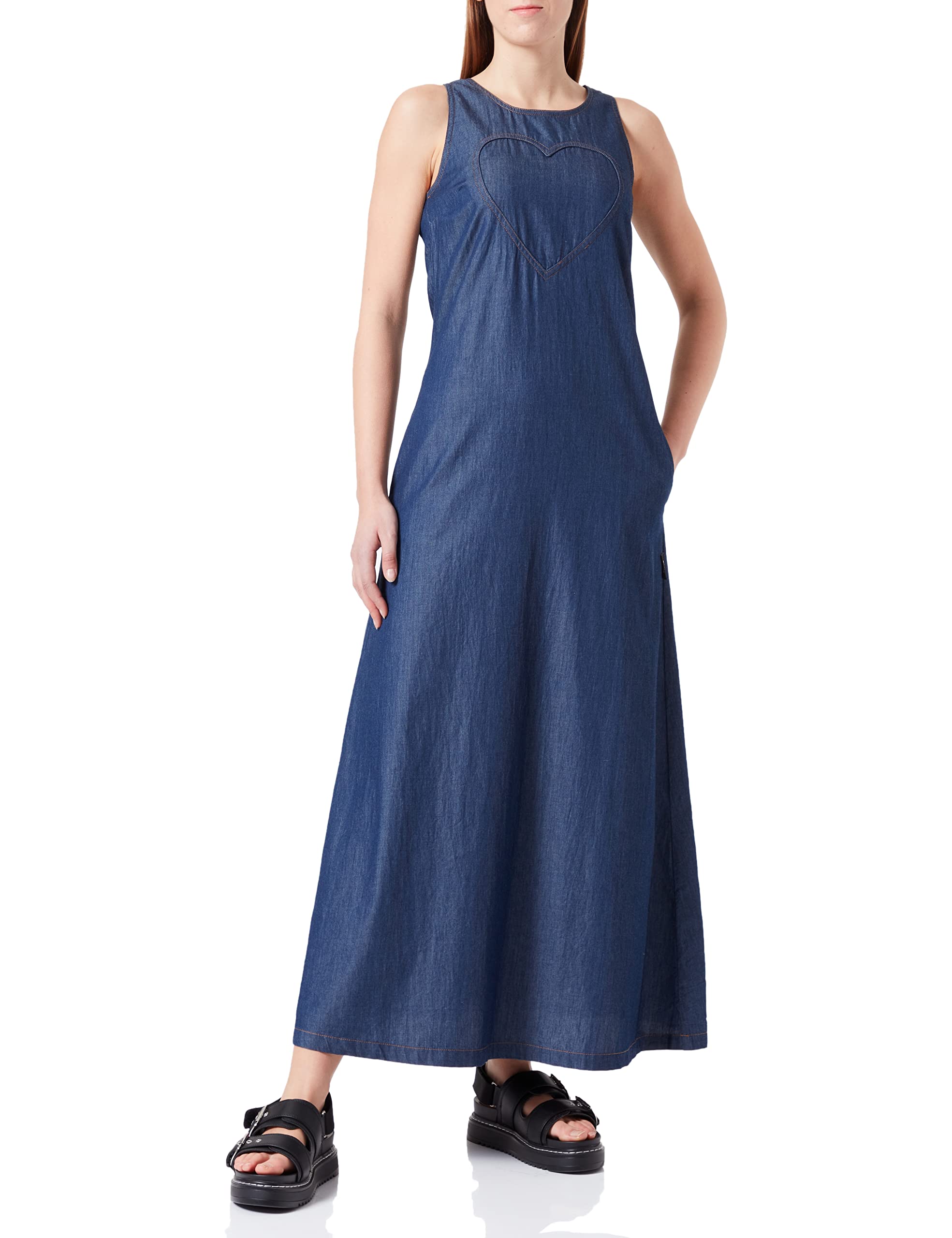 Love Moschino Damen Sleeveless Long Dress, Blau, 38 EU