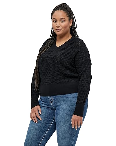 Peppercorn Rosalia V-Ausschnitt Pearlknit Pullover Kurve | Pullover Damen In Schwarz | Frühling Pulli Damen | Größe 50