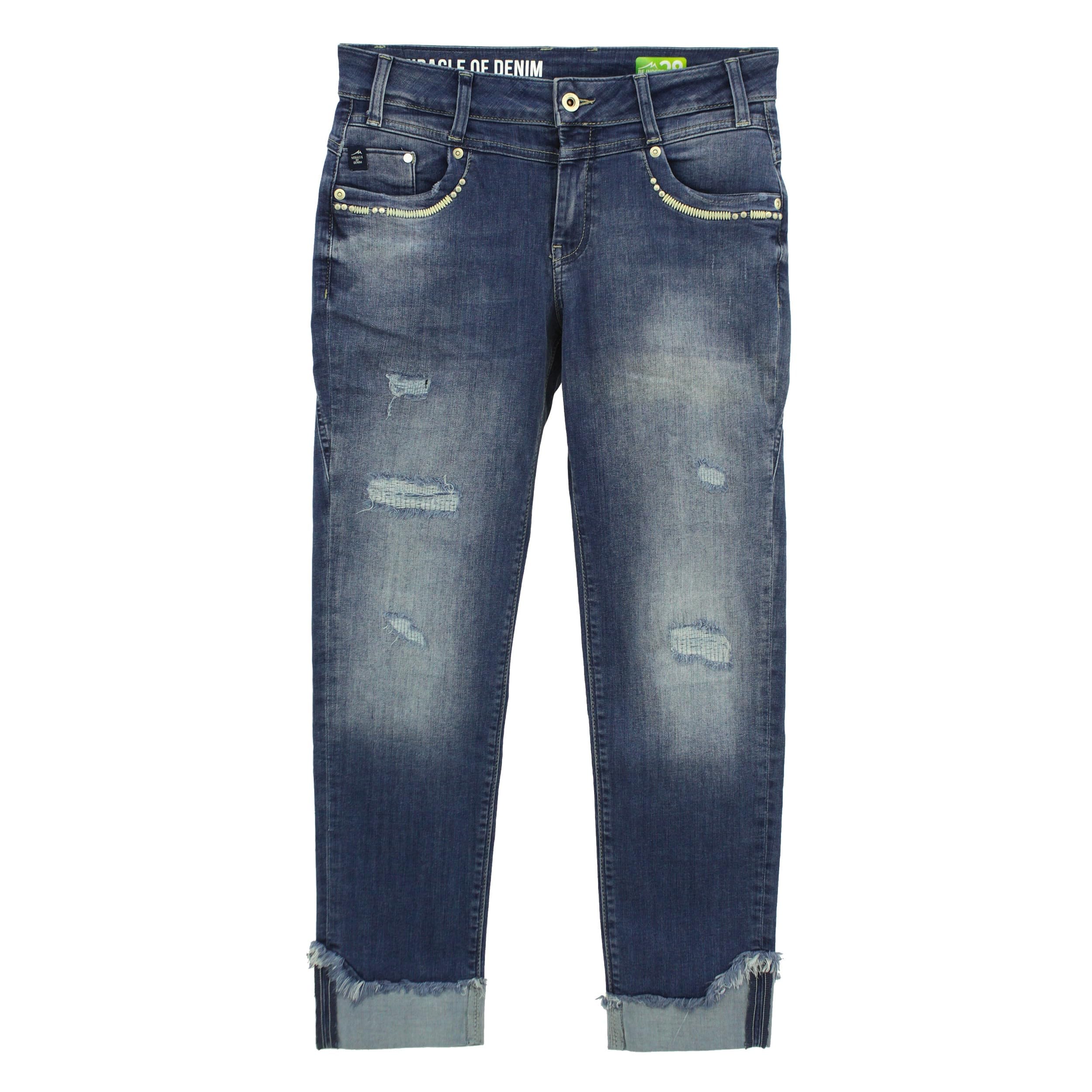 Miracle of Denim M.O.D, Rita 7/8, 7/8 Damen Jeans Hose Stretchdenim Blue Destroyed W 26 L 28