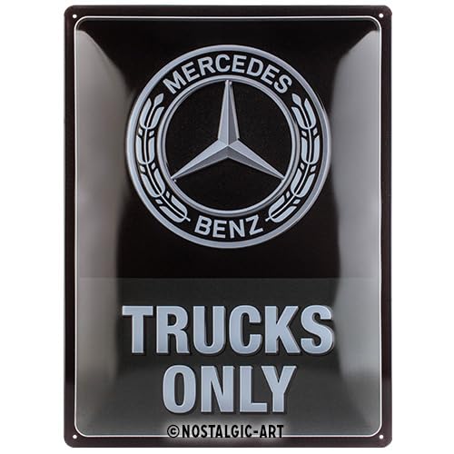 Nostalgic-Art Retro Blechschild, Daimler Truck - Trucks Only – Geschenk-Idee für Auto Accessoires Fans, aus Metall, Deko im Vintage-Design, 30 x 40 cm