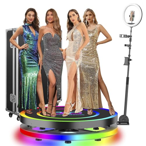 JMbpkduHs 360-Selfie-Plattformdrehung, Automatisches Fülllicht, App-Fernbedienung, Automatische 360-Dreh-Kamerakabine, Rgb-Lichtbox + Logo-Anpassung, Für 3–5 Personen,80CM