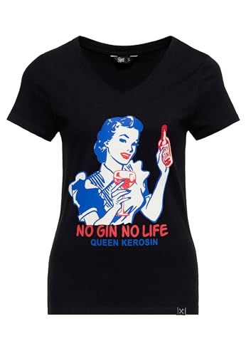 Queen Kerosin Damen Kurzarmshirt | Printshirt | T-Shirt | 50S | Rockabella | Vintage | Comic Art | Retro No Gin No Life