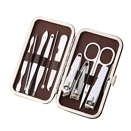 Zehennagelknipser 19/10 / 7 stücke Edelstahl Nagel Clipper Set Professionelleschissor Reiseanzug mit Kastenzehen Trimmer Maniküre Cutter Kit Nagel Werkzeuge Nagelknipser-Set ( Color : 10Pcs Coffee Col