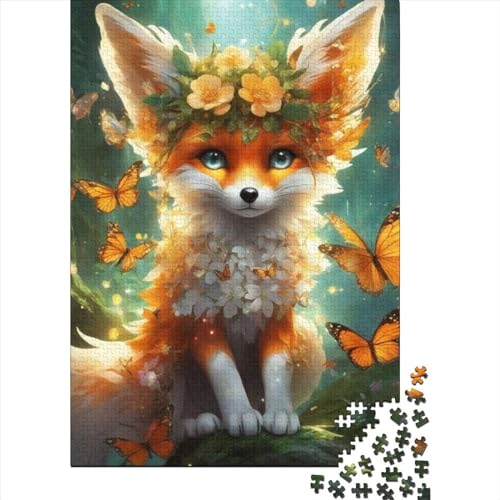 Tierfuchs-Holzpuzzle für Teenager, 1000 Teile, für Erwachsene, schwierige Puzzles, Lernspielzeug, Familienspiele (Größe 75 x 50 cm)