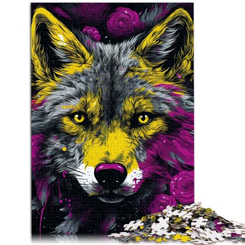 Puzzle, Lernspiele, Psychedelischer Kunstwolf, 1000 Teile, Puzzle, Geschenke, Holzpuzzle, interessantes Stressabbau-Puzzle, 1000 Teile (50 x 75 cm)