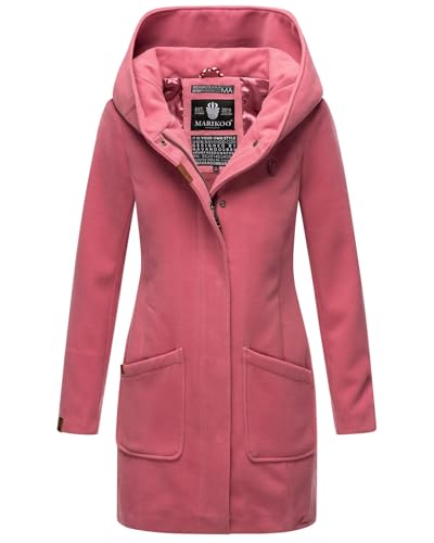 MARIKOO Damen Mantel Trenchcoat Wintermantel Übergangs Jacke Parka Lang B819 [B819-Maik-Dark-Rose-Gr.S]