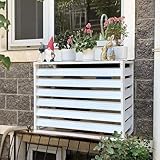 Klimaanlage Abdeckung, Verkleidung Klimaanlage Außengerät aus Zinkstahl, Sonnenschutz Sichtschutz Dekorative für Outdoor Außengeräte Wärmepumpe Klimagerät Garten(White,100 * 50 * 70cm)