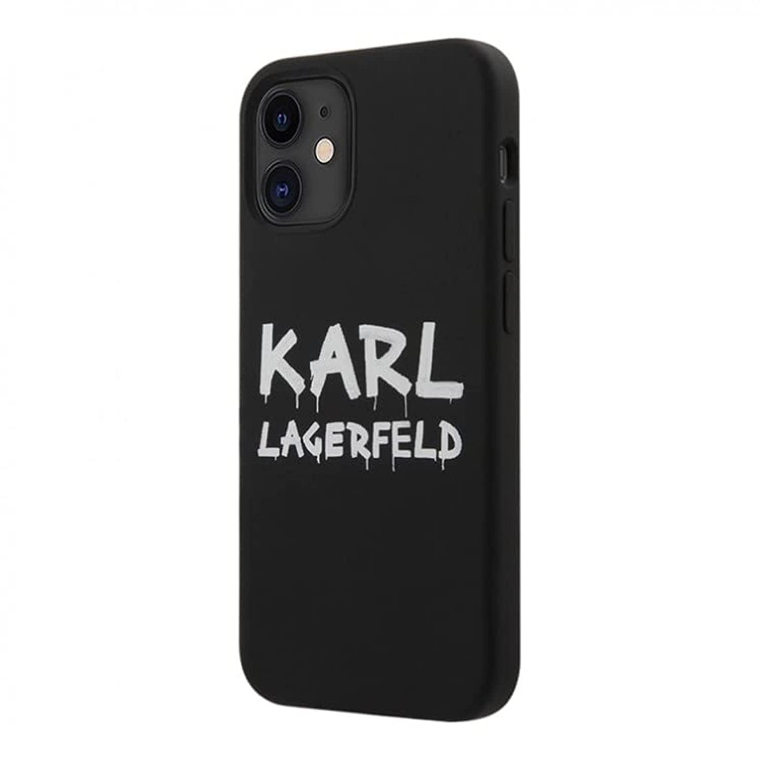 CG MOBILE Karl Lagerfeld Liquid Silicone Case Single Grafitti Logo Kompatibel mit Apple iPhone 12 Mini Schutzhüllen für Ihr Handy - Schwarz (5,4 Zoll)