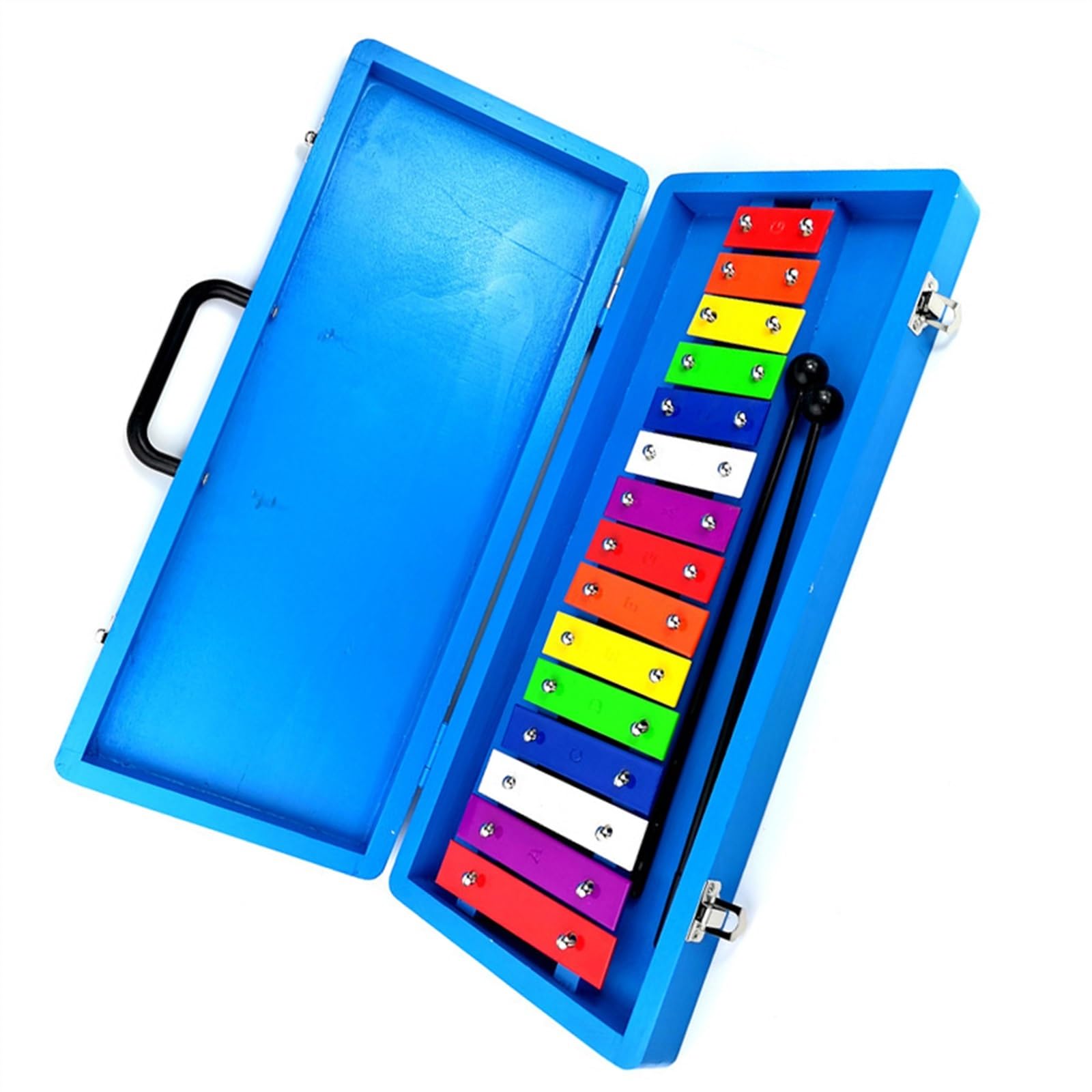 15-Noten-Farbe Aluminiumplatte Glockenspiel Percussion Musikinstrument mit blauer Schale