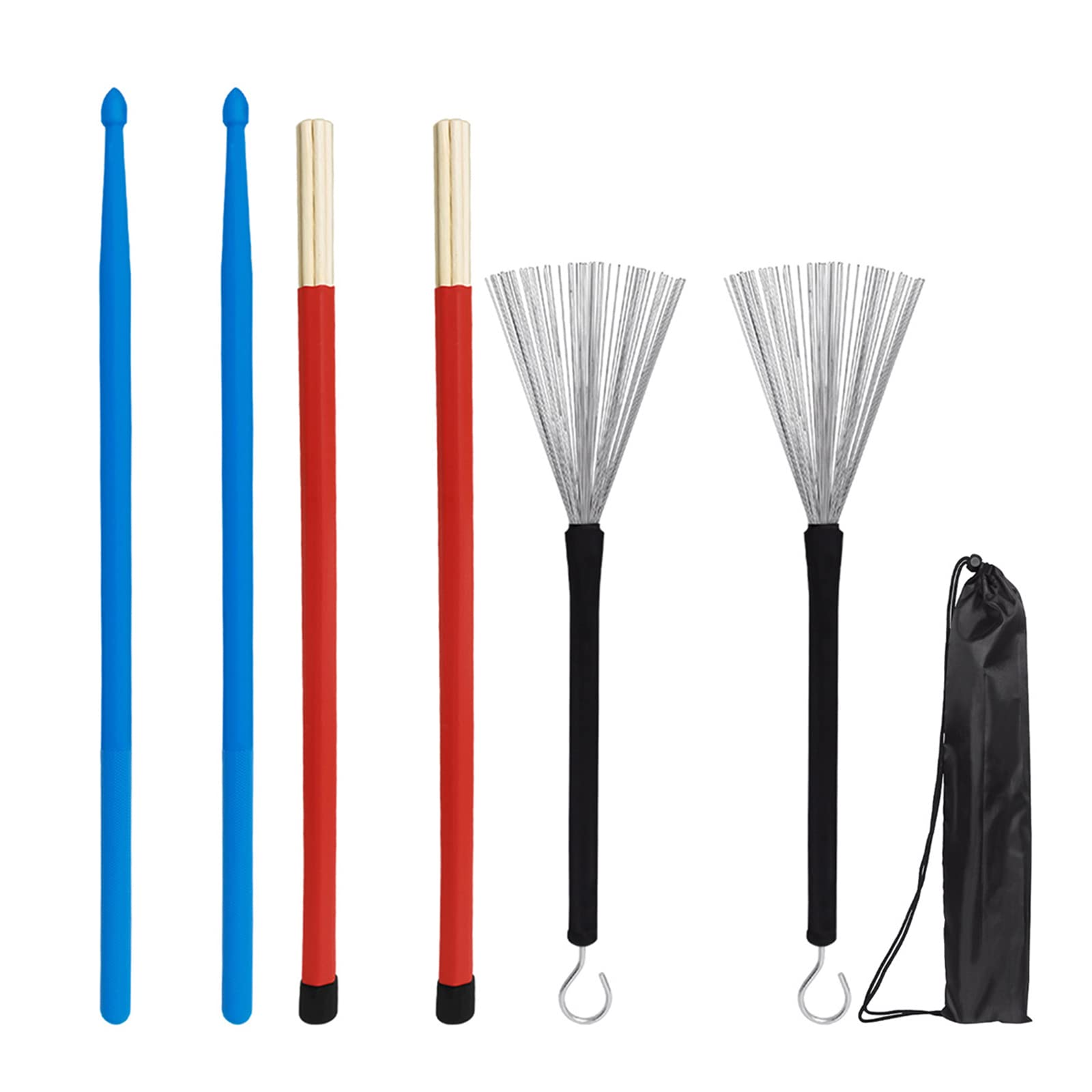 Trommelbürsten Set 1 Paar Trommelbürsten Nylon Trommelstöcke Trommel Sets Bürste Und Bambus Trommelstöcke Percussion Zubehör Trommelbürsten Set Nylon Trommelnylon Für Erwachsene