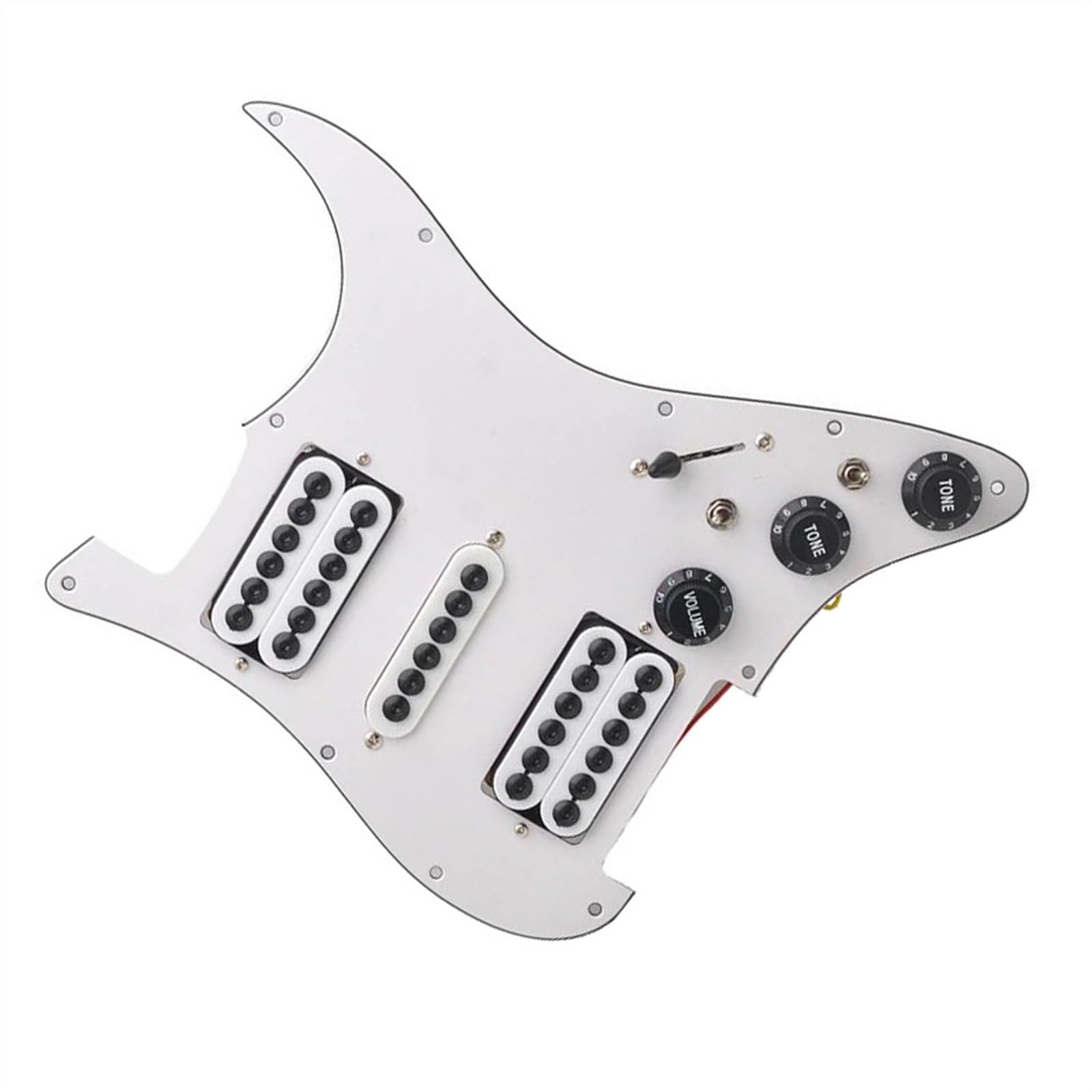 Standard-Pickguard-Tonabnehmer Weißes Schlagbrett für E-Gitarre, HSH-Spulenteilung, Einstellschraube, vorverdrahtet, langlebig