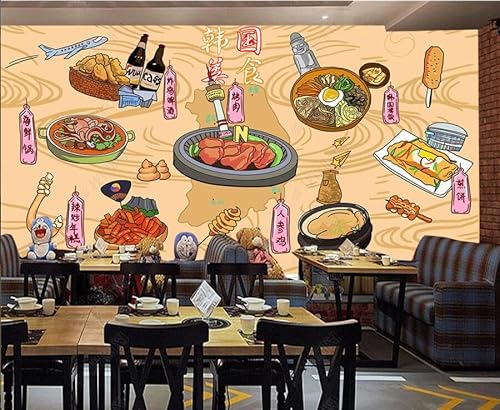 tyujlkjddlf Tapete Wandbild 3D Benutzerdefinierte Koreanisches Essen, Snack-Restaurant, Hintergrundwand-350Cmx245Cm