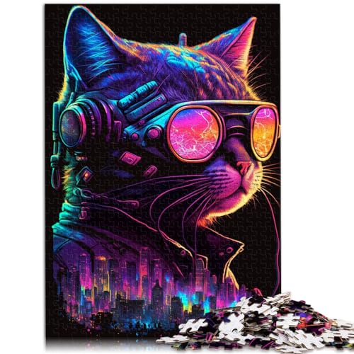 Puzzlespiel „Süße Katze“ mit 1000 großen Teilen, Puzzle für Erwachsene, Holzpuzzle, Spaß bei Aktivitäten zu Hause, Geburtstagsgeschenk, Reisegeschenk, 1000 Teile (50 x 75 cm)