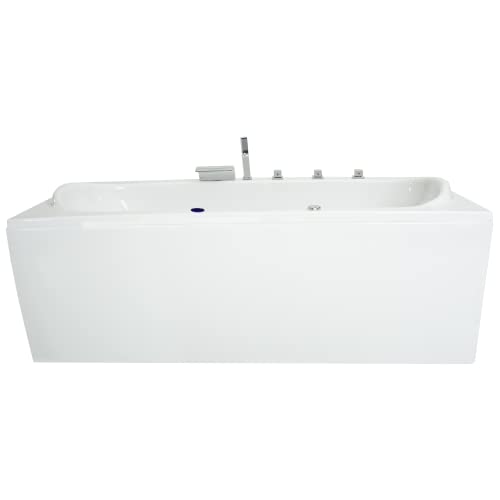 Basera® BASIC Indoor Whirlpool Badewanne Palau 177 x 78 cm mit 12 Massagedüsen, Wasserfall, LED-Ambiente