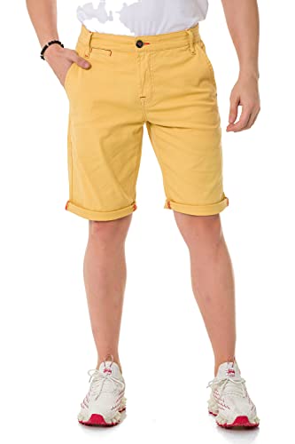 Cipo & Baxx Herren Shorts Chino Bermuda Kurzehose CK272 Mustard W32