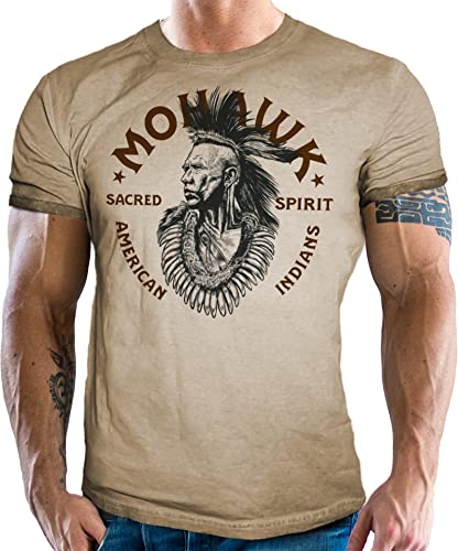 T-Shirt im Washed Vintage Retro Look für Western und Indianer Fans - Mohawk