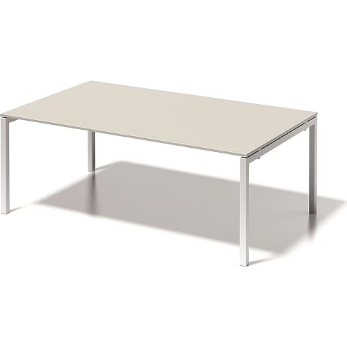 Bisley Cito Chefarbeitsplatz/Konferenztisch, 740 mm höhenfixes U, H 19 x B 2000 x T 1200 mm, Dekor grauweiß, Gestell verkehrsweiß, Metall, Gw396, 120 x 200 x 85 cm