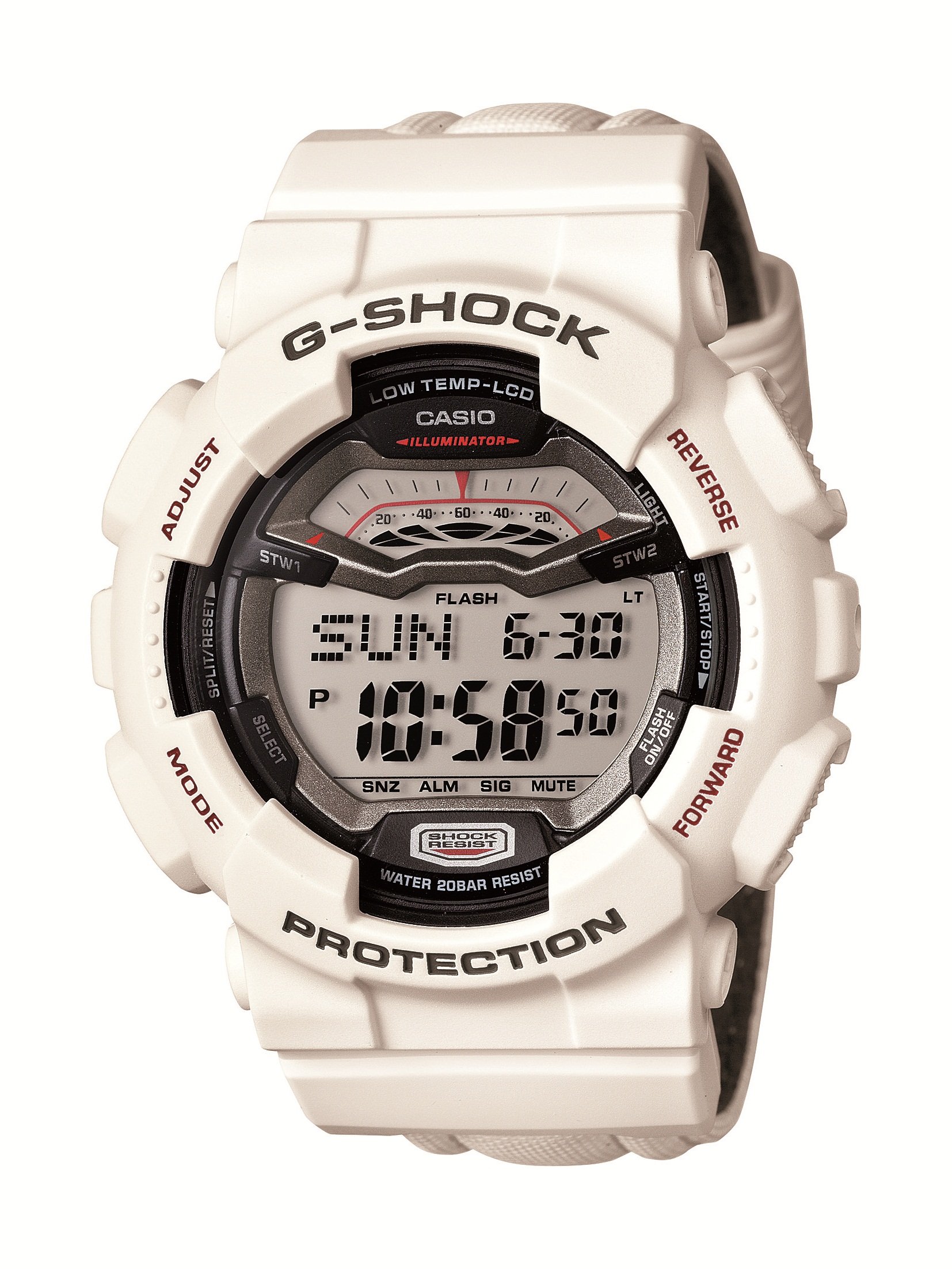 Casio – gls-100 – 7er – Shock – Zeigt Herren – Quartz Digital – Weißes Ziffernblatt – Armband Kunstharz weiß