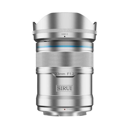 SIRUI Sniper 23 mm Autofokus-Objektiv, F1.2 Weitwinkel-APS-C-Kameraobjektiv (Z-Mount, silberfarben)