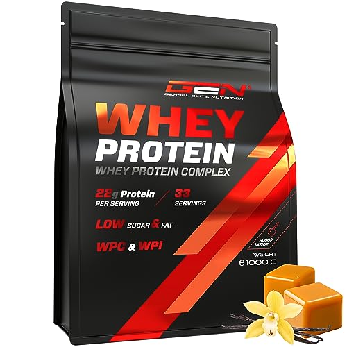 Whey Protein Komplex - 1000 g (Vanille Toffee) - Mit Isolate Anteil - Instant lösliches Eiweiss Protein Pulver mit BCAA & EAA - German Elite Nutrition