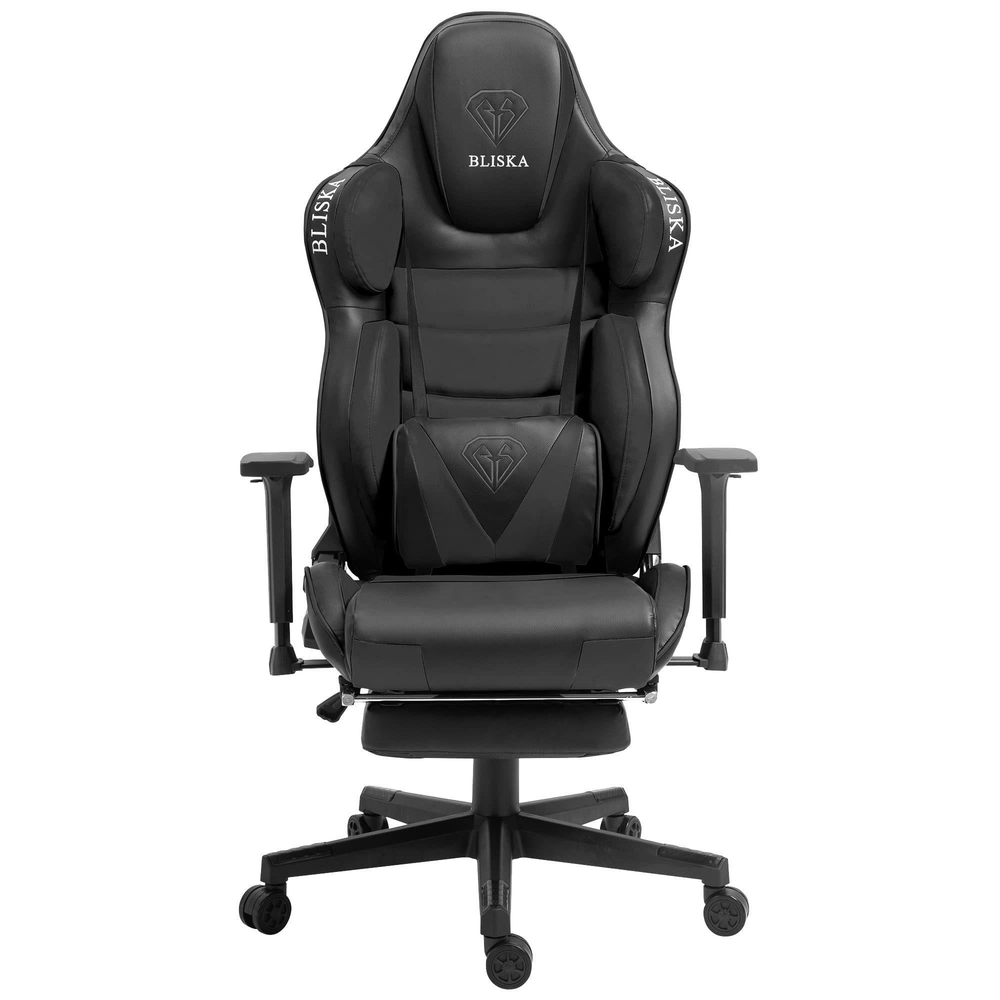 Trisens Gaming Stuhl Chair Racing Chefsessel mit Sportsitz und ergonomsichen 4D-Armlehnen, Farbe:Schwarz