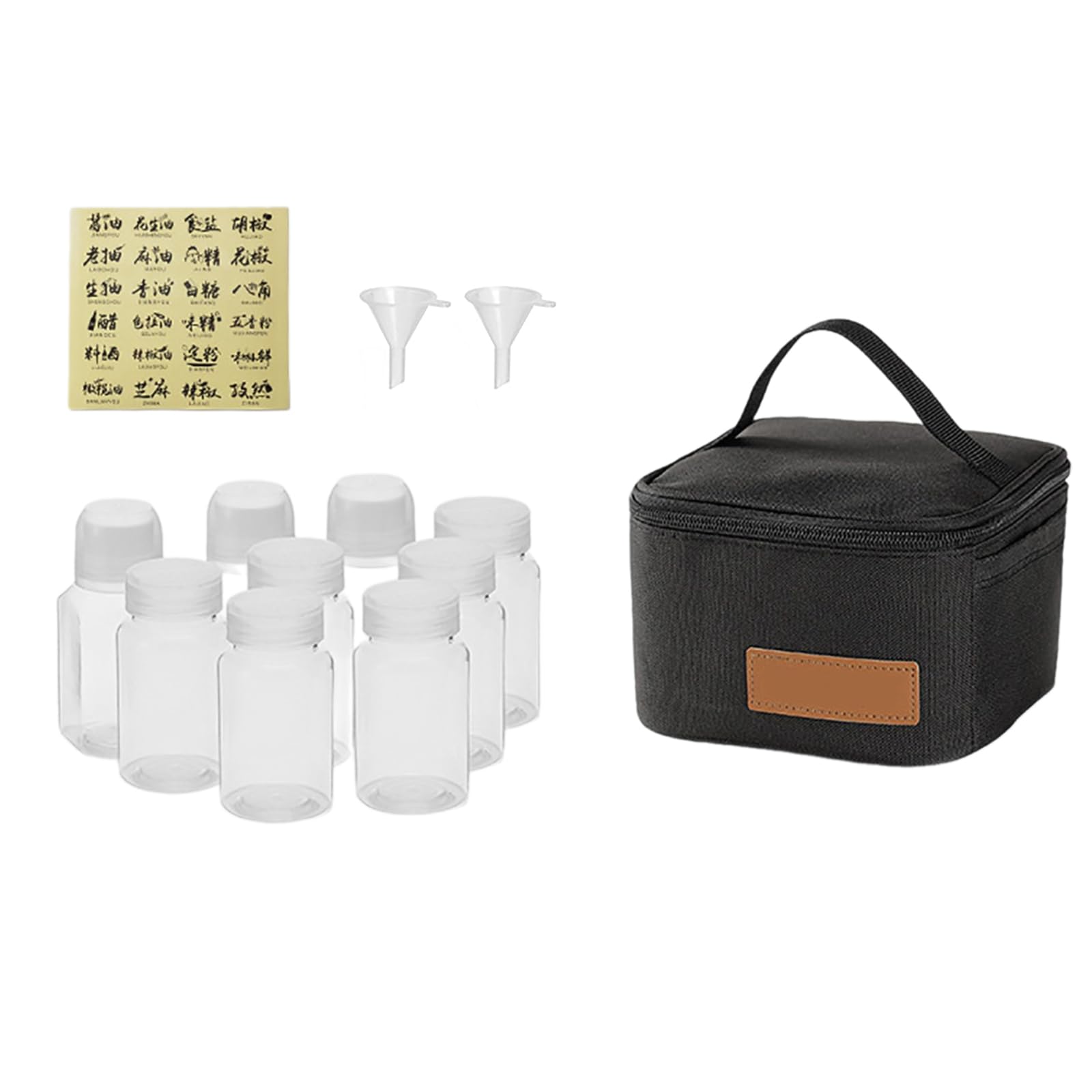 Camping-Gewürz-Organizer, Reise-Gewürz-Behälter, Tasche mit transparenter Gewürzflasche, Outdoor-Gewürzdose, Gewürzbehälter