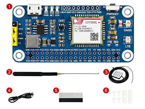 Waveshare NB-IoT/Cat-M(eMTC)/GNSS HAT for Raspberry Pi Based on SIM7080G Supports Protocols as TCP/UDP/HTTP/HTTPS/TLS/DTLS/PING/LWM2M/COAP/MQTT Globally Applicable