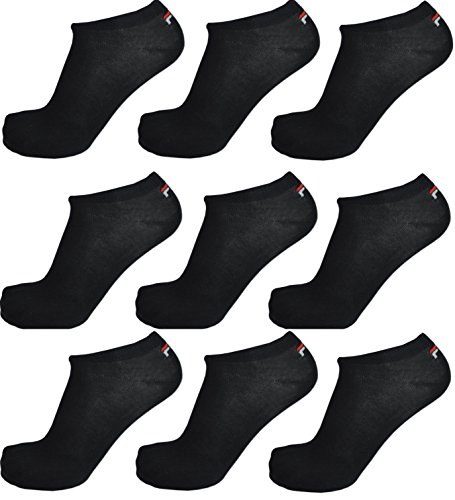 Fila invisible Sneaker Socken 18 Paar Sparpack | Damen & Herren Socken, unisex Füßlinge (Schwarz 39-42)