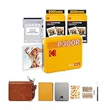 Kodak Mini 3, tragbarer Fotodrucker, kabellos, iOS und Android, Bluetooth, 76 x 76 mm, 4-Pass-Technologie, laminiertes Fotopapier, 68 Blatt – Gelb