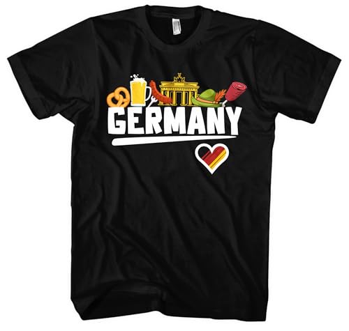 Deutschland Herren T-Shirt | Deutschland Trikot Deutschland Shirt EM WM Deutschland Flagge Tshirt Germany Fußball | M9 Schwarz (4XL)