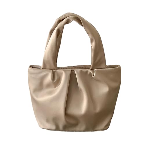 ohodhmnu Damen-Tragetasche, 2023, Handtasche, Vintage, vielseitig, plissiert, gerüscht, Handy-Tasche für Mädchen, trendige Geldbörse, Einkaufstasche, Schlamm-Farbe., No pendant