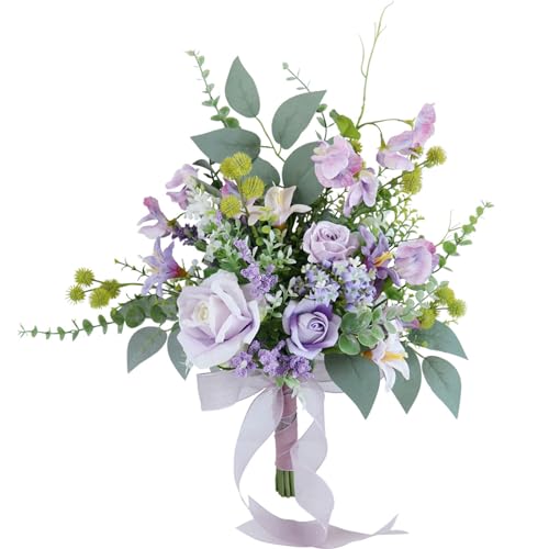 ohodhmnu Handgebundene Blumen, vielseitig, künstliche Blumen, halten Blüten für Hochzeiten und Partys, realistische Blumendekoration für Zuhause