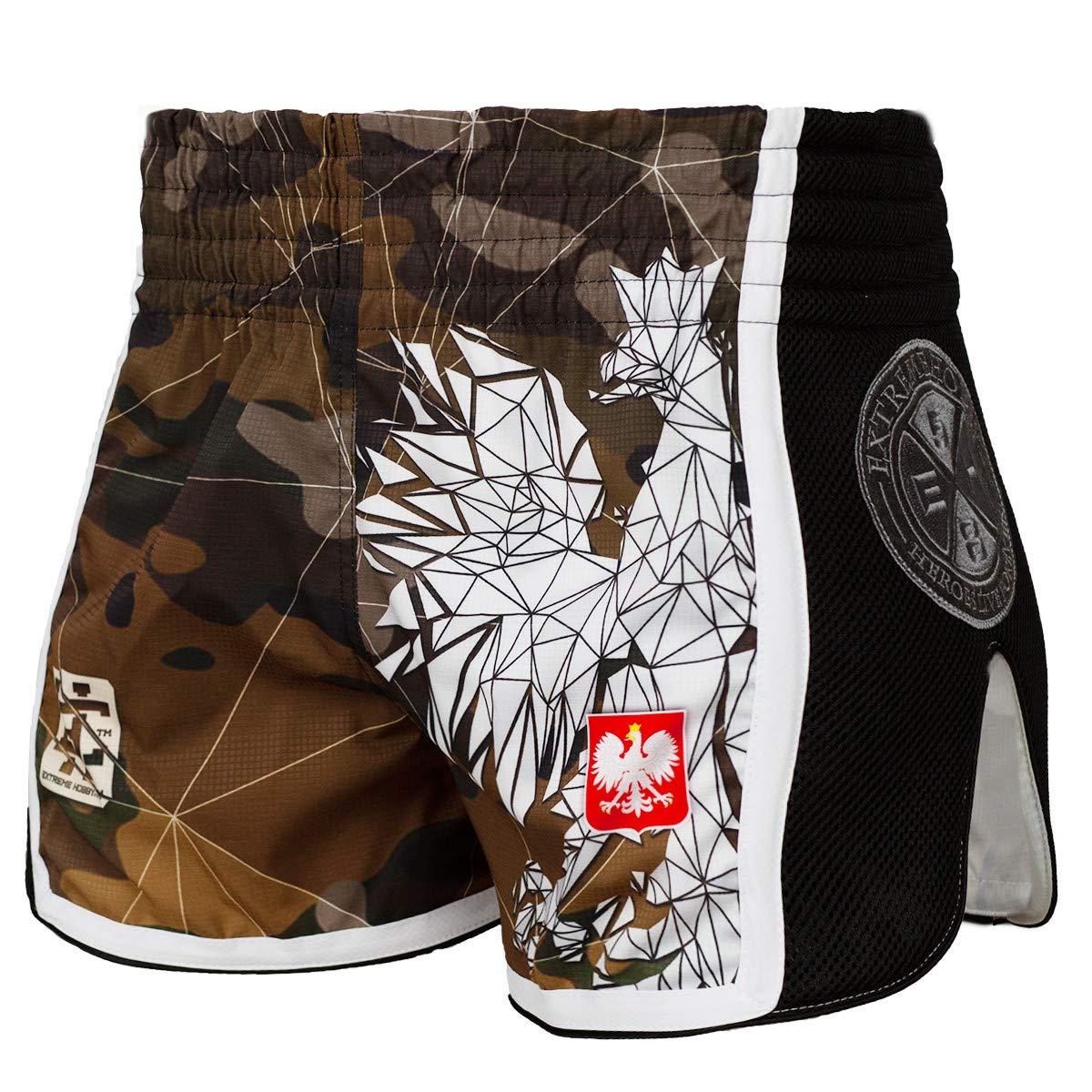 EXTREME HOBBY Muay Thai Shorts Poland Grün, Ultraleichte Thaibox Hose für Herren Rip-Stop-Gewebe, Hohe Atmungsaktivität