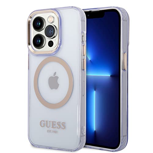 Guess GUHMP14XHTCMU Hülle für iPhone 14 Pro Max 6,7" Violett Hard case Gold Outline Translucent