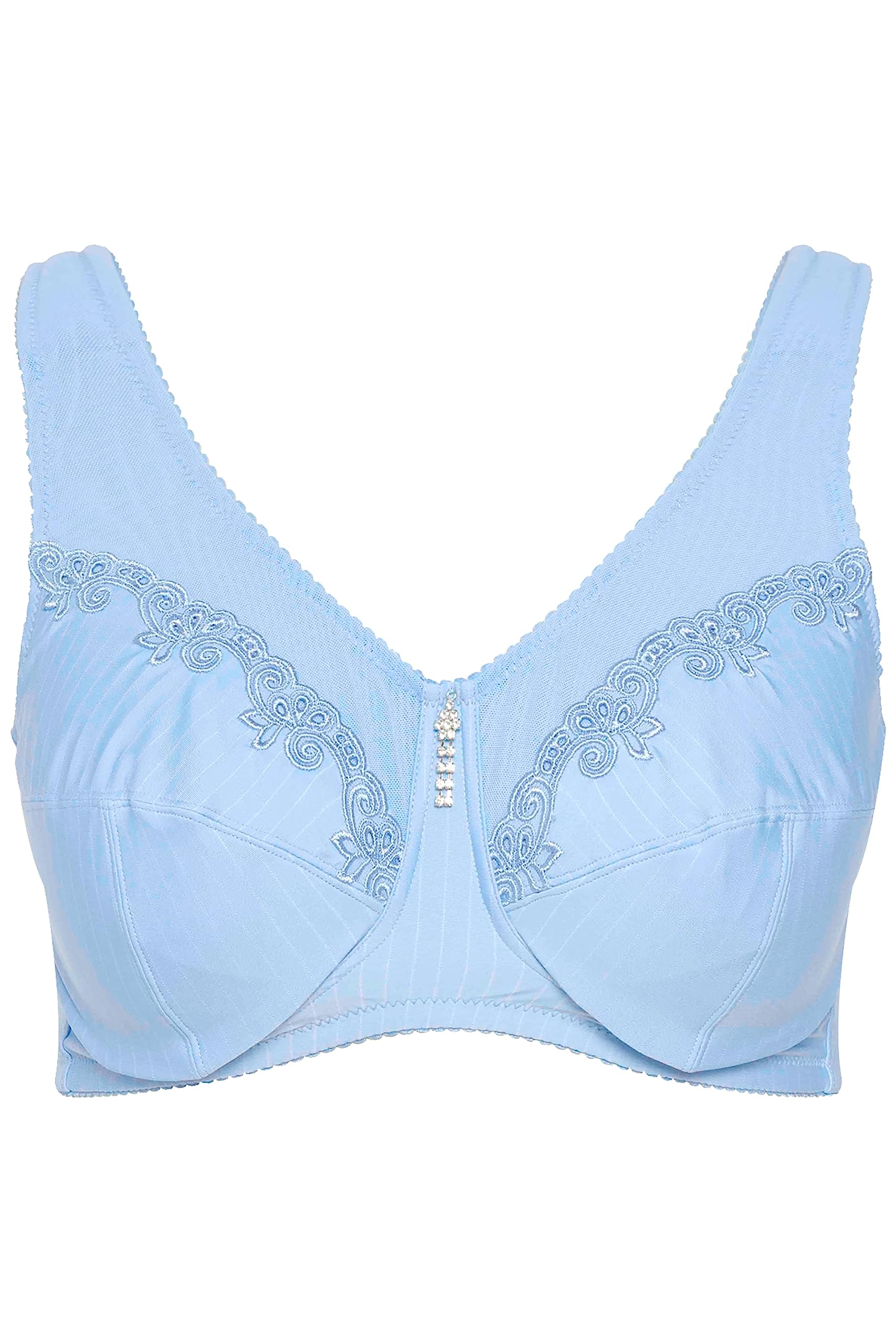 Ulla Popken Womenswear 658495 Curvy Kelly Stütz-BH mit Nadelstreifen, Übergröße, Hell, blau, 42G