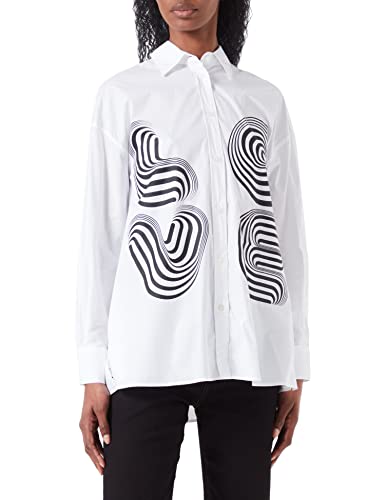 Love Moschino Women's Relaxed fit Long-Sleeved Shirt, Optical White, 42