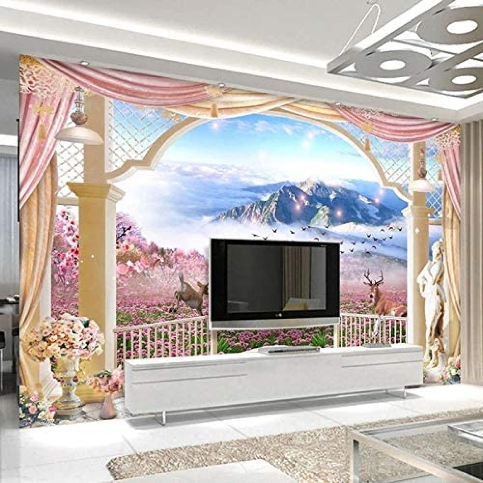 3D Tapete Rustikale Verschneite Berge Balkon Fototapete Wohnzimmer Schlafzimmer Wohnkultur Wandbild 3D Tapete TV Wandbild Tapete Wohnzimmer die fototapete 3d Vlies wandbild Schlafzimmer-430cm×300cm