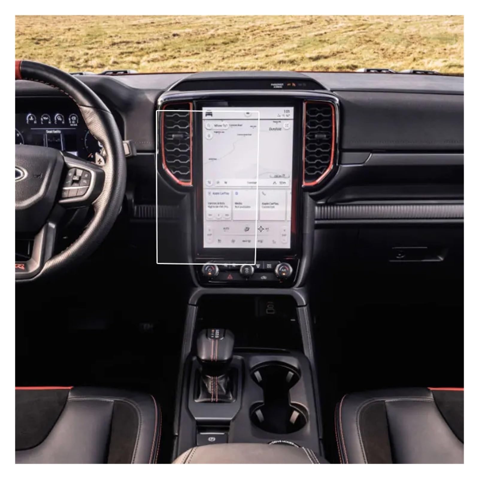 IMMLSX Für Ford Für Ranger Für Wildtrak Für Raptor 2022 2023 12 Zoll Gehärtetem Glas Schutz Film Auto Infotainment GPS Navigation Screen Protector Navigation Schutzfolie Navigations-Displayschutz