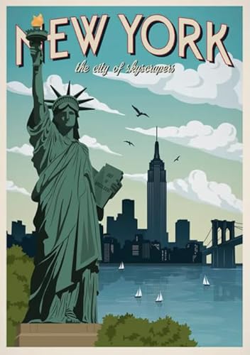 HfmQuisutron Jigsaw Puzzle 1000 Teile New Yorker Landschaft Reiseposter Puzzle Home Stressabbau Spiel Zw270Qv