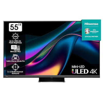 Hisense 55U8KQ Mini LED 4K ULED Smart TV - 139 cm (55 Zoll) Dolby Vision IQ & Atmos, 120Hz Panel, Game Mode Pro, UHD AI Upscaler, HDR10+, Bluetooth, Apple AirPlay, Alexa, anthrazit [2023]