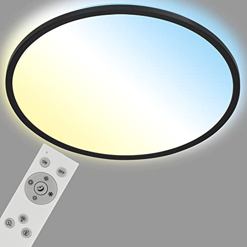 Briloner Leuchten - LED Deckenleuchte CCT, LED Deckenlampe Backlight, Ultra Flach, Dimmbar, Fernbedienung, Warmweiß, Neutralweiß, Kaltweiß, 480x30mm