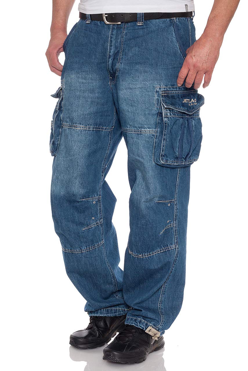 JET LAG Herren Cargo Jeans Relaxed Fit, Größe:XXL/30