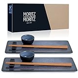 Moritz & Moritz Sushi Geschirr Set für 2 Personen - 10 Teile - Sushi Servierset mit 2X Sushi-Teller, Dip-Schälchen und Stäbchen